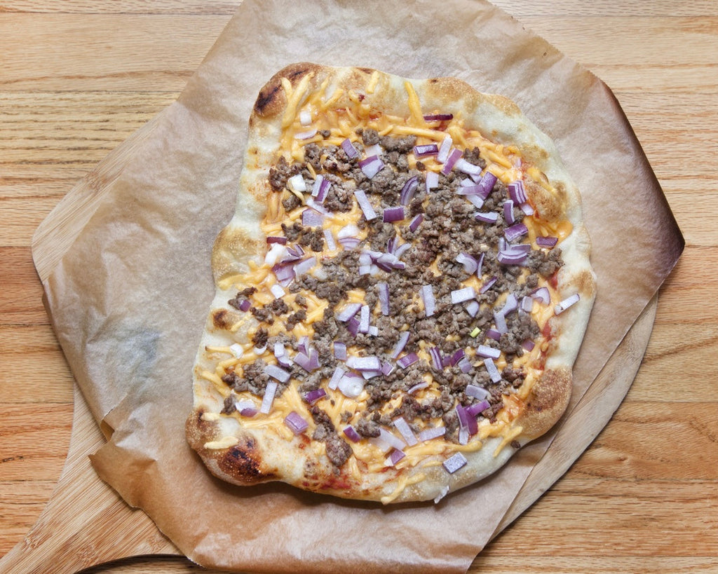 Cheeseburger Pizza with Homemade Sourdough Crust - Southern Comfort Meets Pizza Night