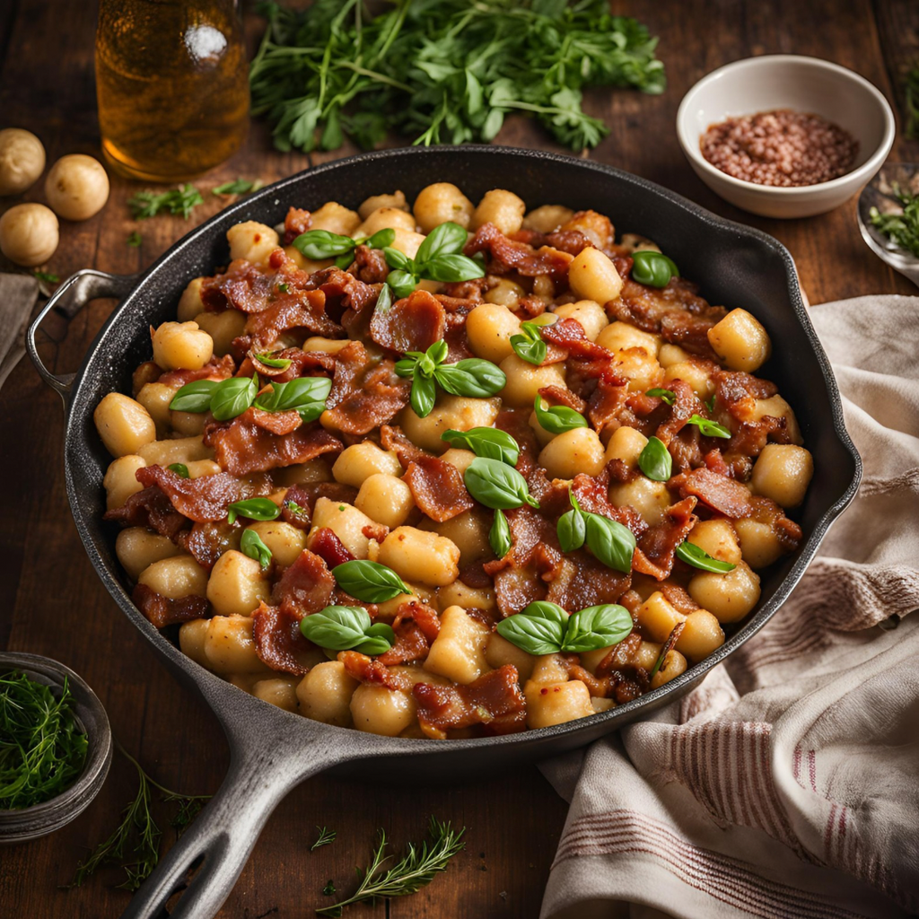 Sizzling Southern Comfort: Ground Beef, Bacon, and Gnocchi Skillet